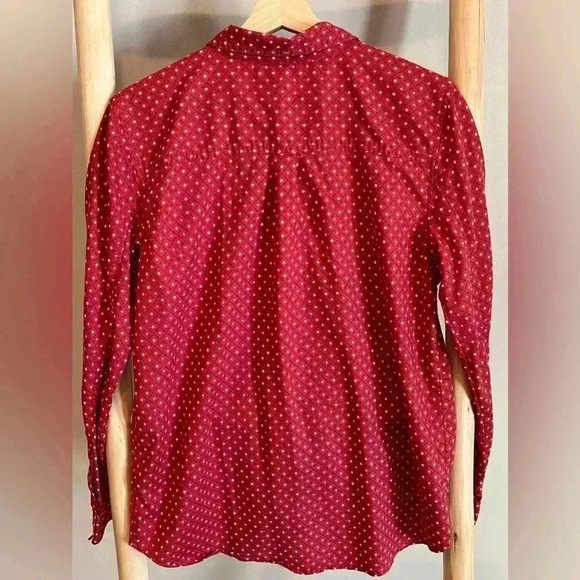 CASLON Red Dimond Pattern Cotton/Tencel two Front Pockets Button Shirt Med soft - Picture 5 of 8